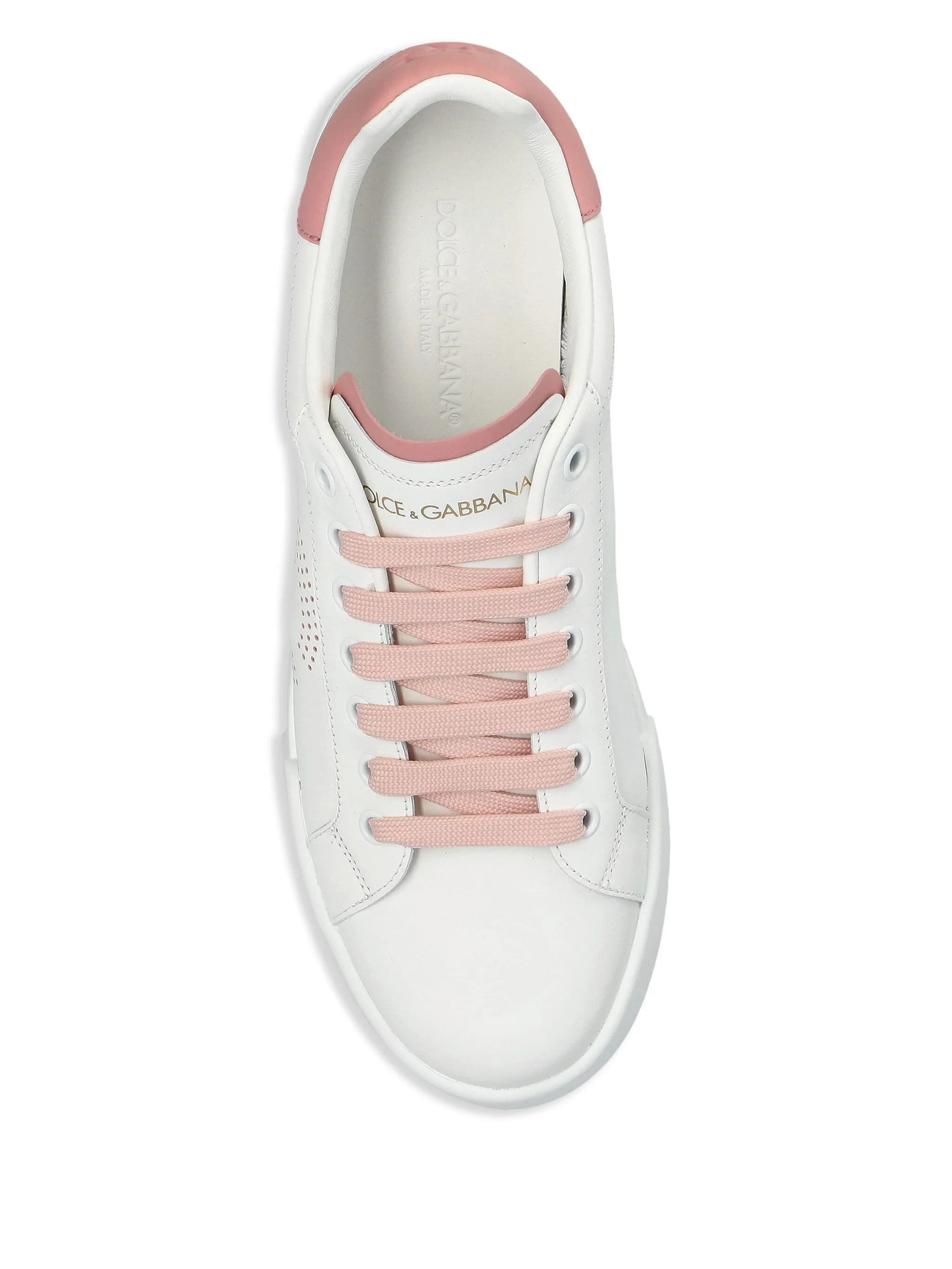 White Portofino Perforated Logo Leather Sneakers
