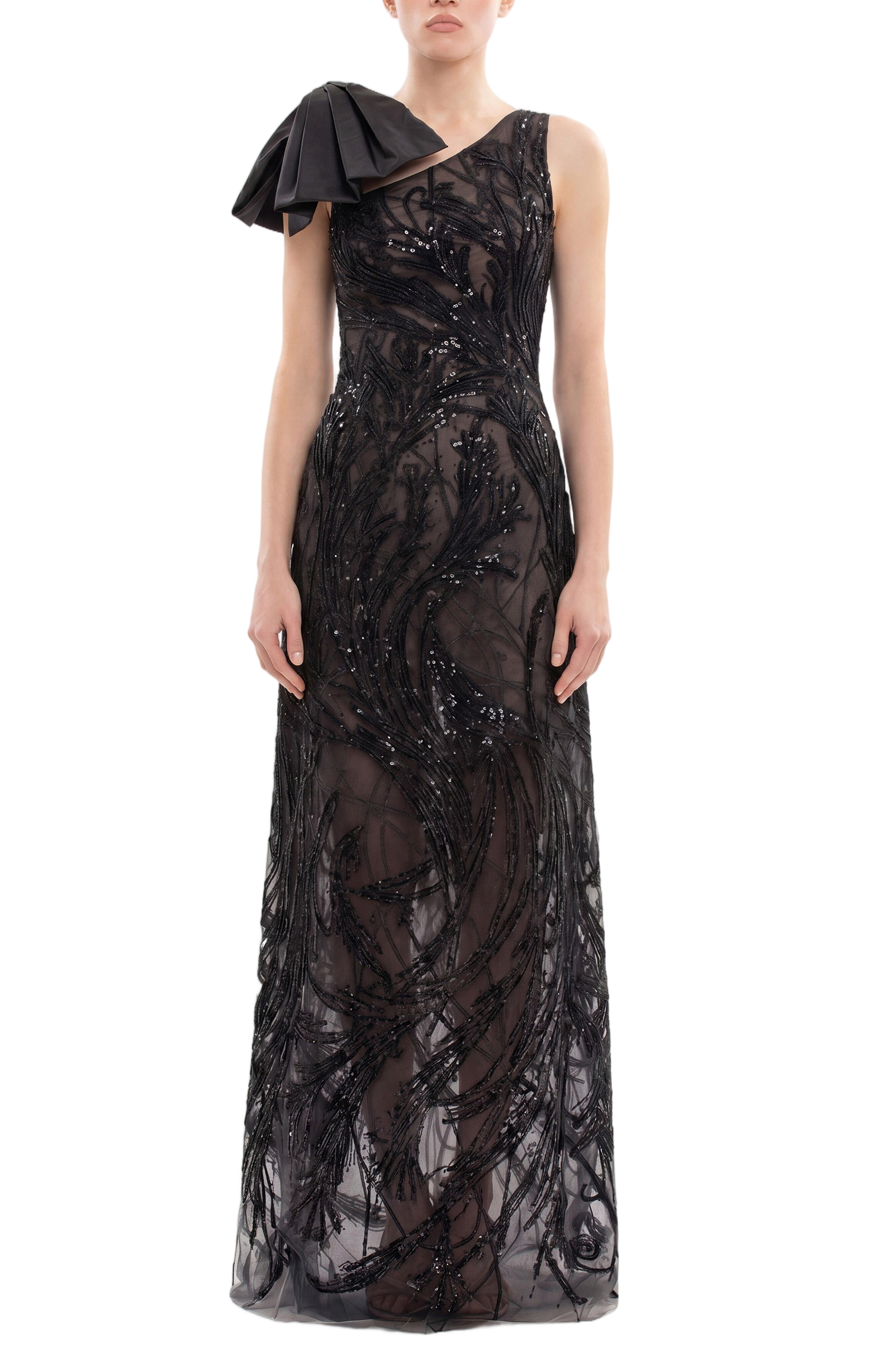 Asymmetrical Embroidered Dress With Bow