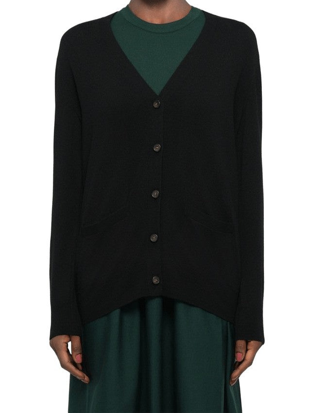 Medium-Weight Italian Wool Cardigan with V-Neck