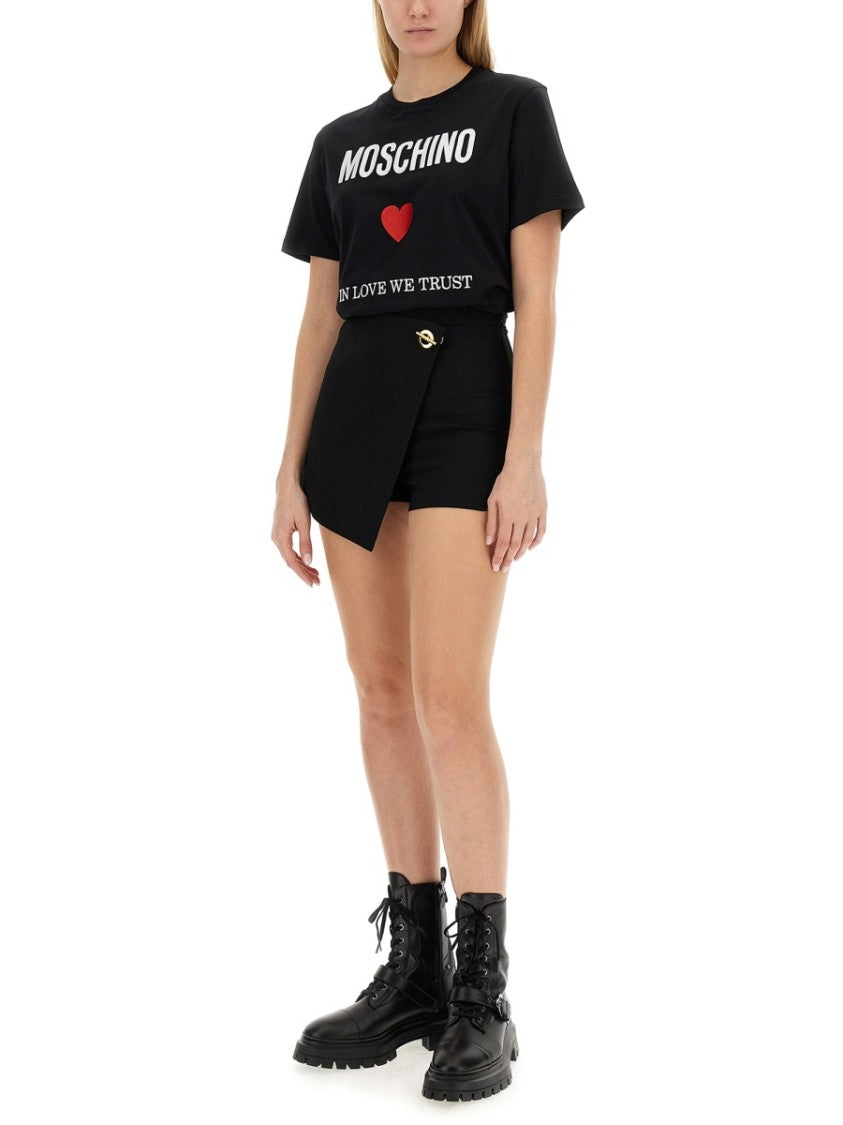 Black Regular Fit T-Shirt With Logo And Heart Graphic