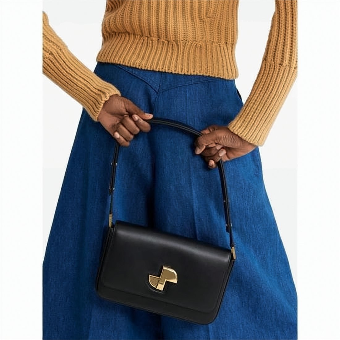 Structured Cowhide Leather Shoulder Bag