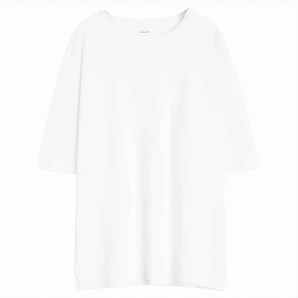 Relaxed Fit White Cotton-Linen Tee