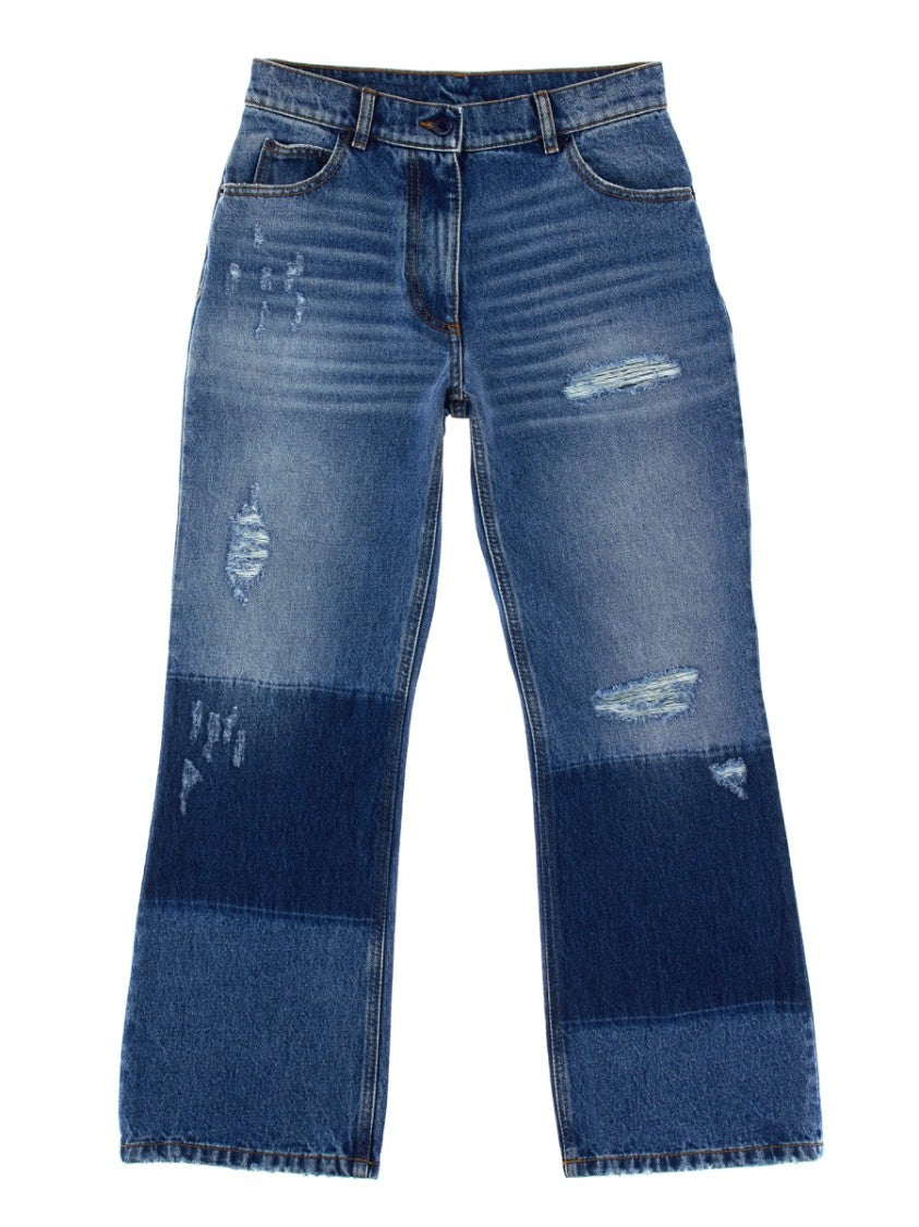 Star-Inlaid Patchwork Denim Jeans