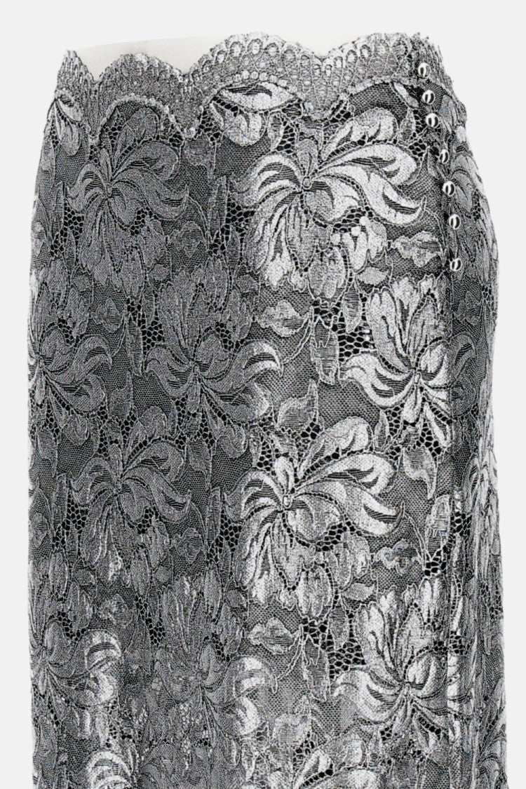 Lacquered Transparent Lace Maxi Skirt