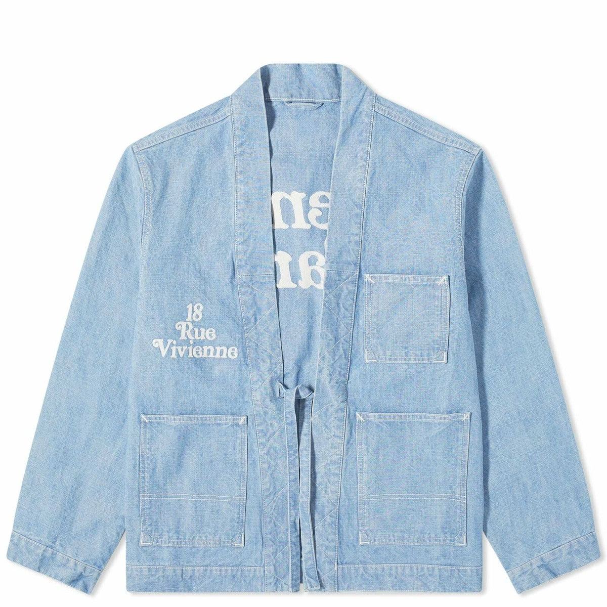 Relaxed-Fit Denim Jacket With Shawl Collar And Vintage Detailing