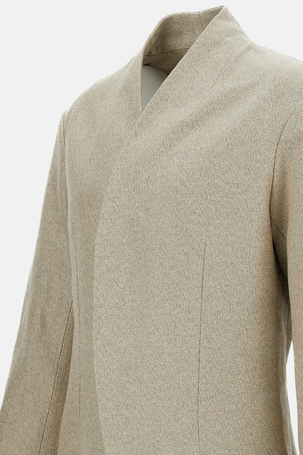 Collarless Linen-Cotton Tailored Jacket