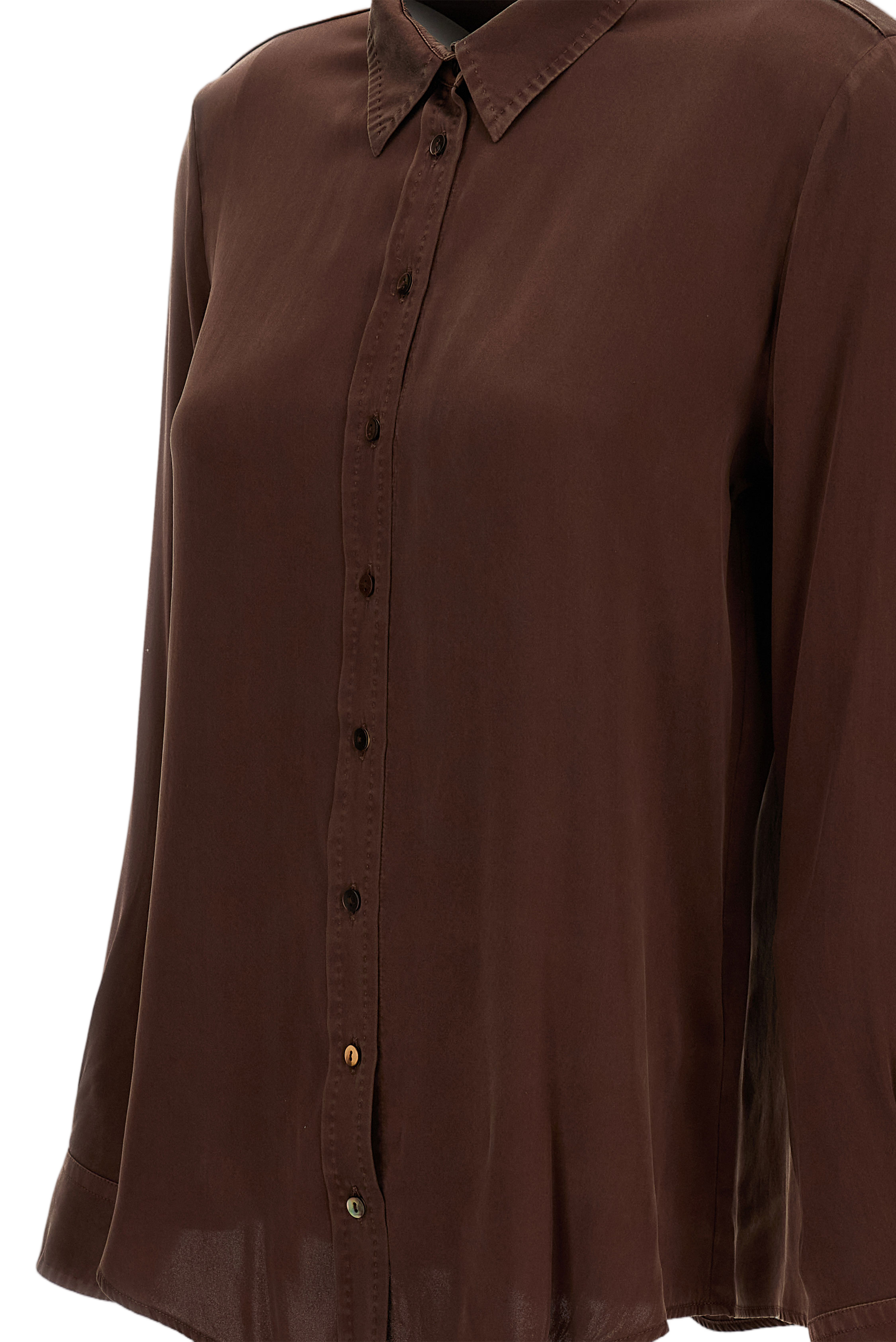 Long-Sleeve Brown Shirt with Classic Collar