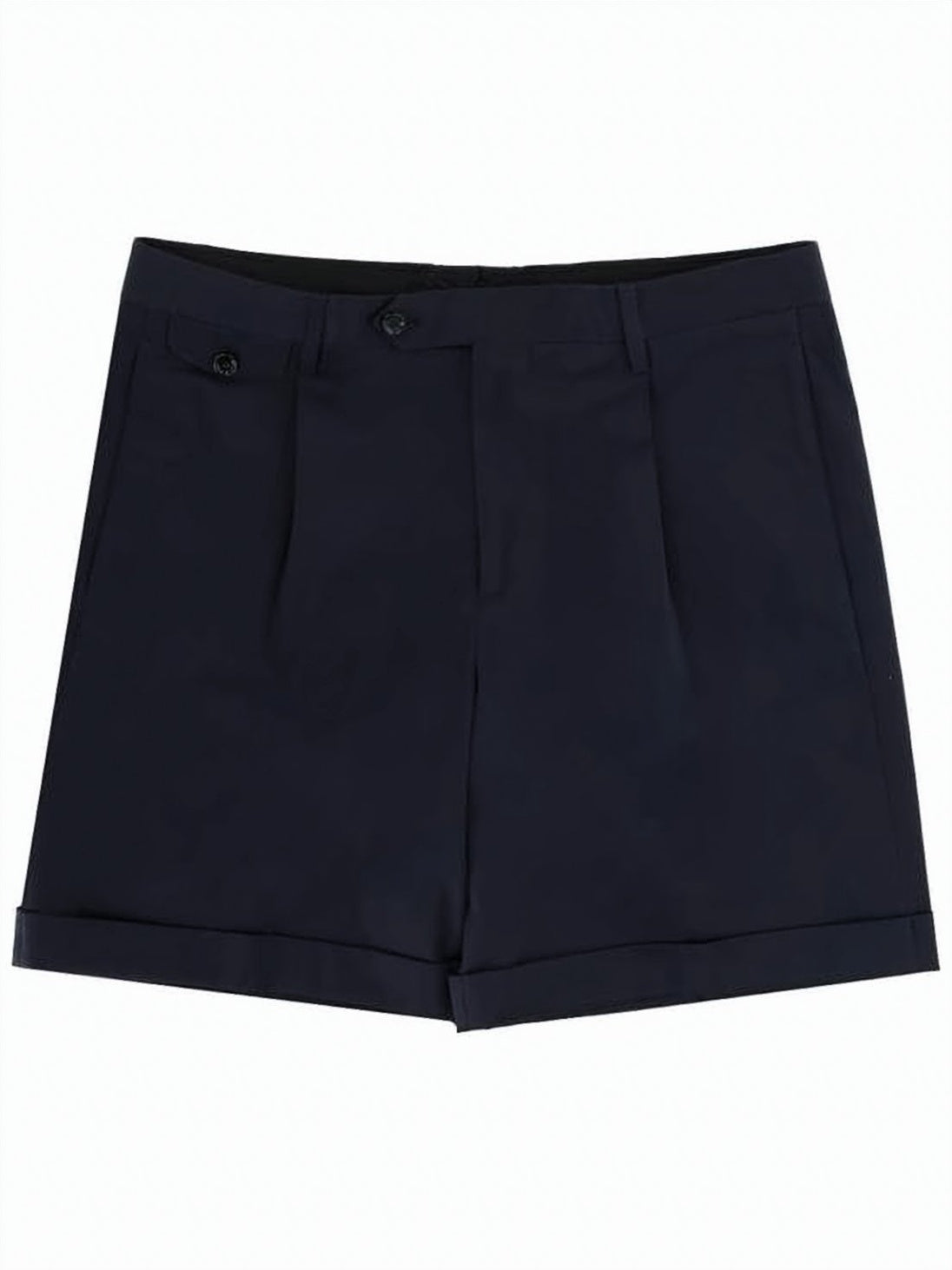 Tailored Blue Shorts with Cuffed Hems