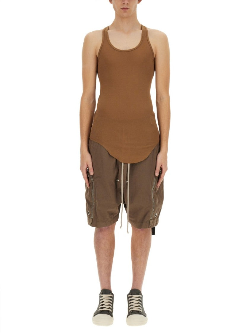 Slim-Fit Brown Cotton Tank Top