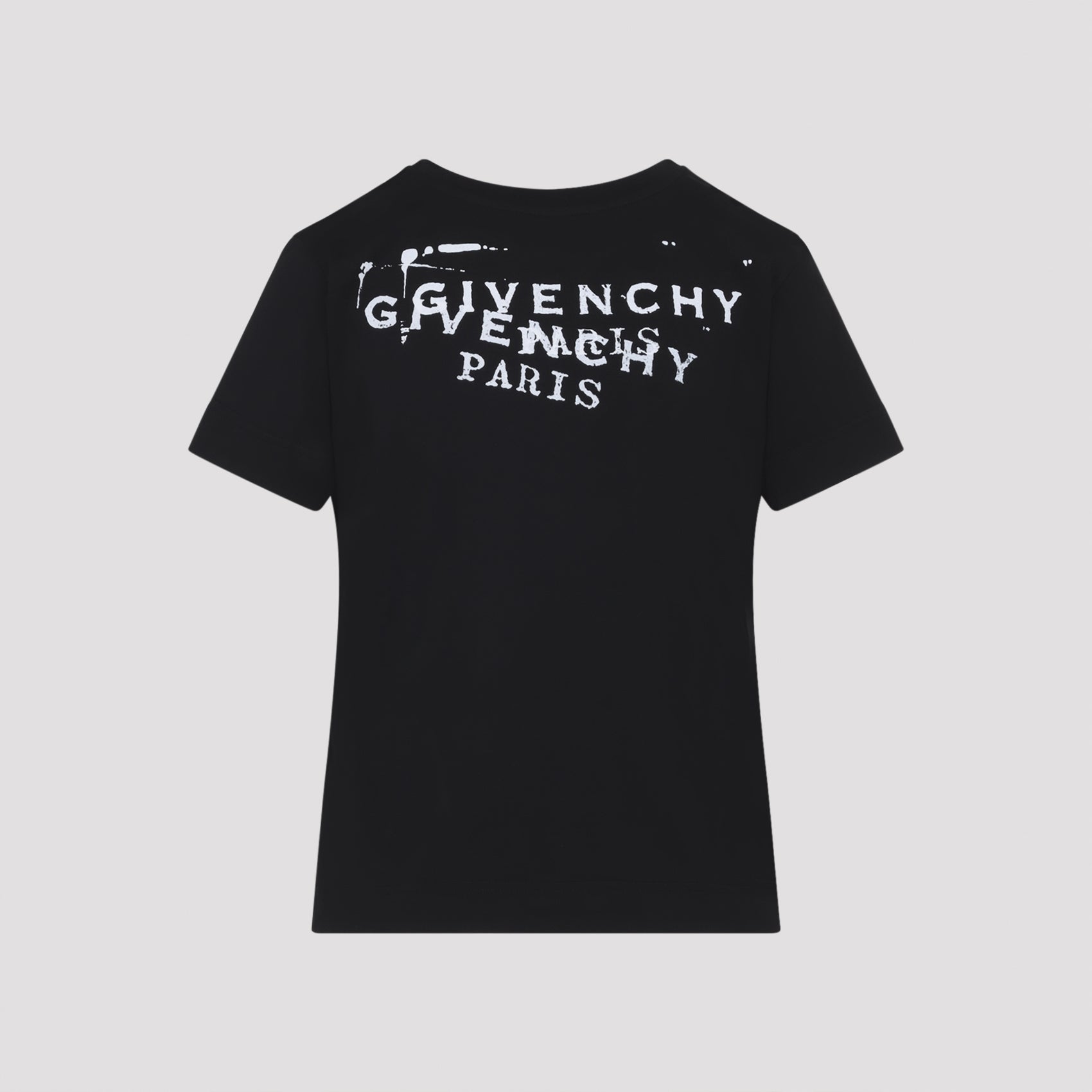Black Cotton T-Shirt With Ink-Effect Logo
