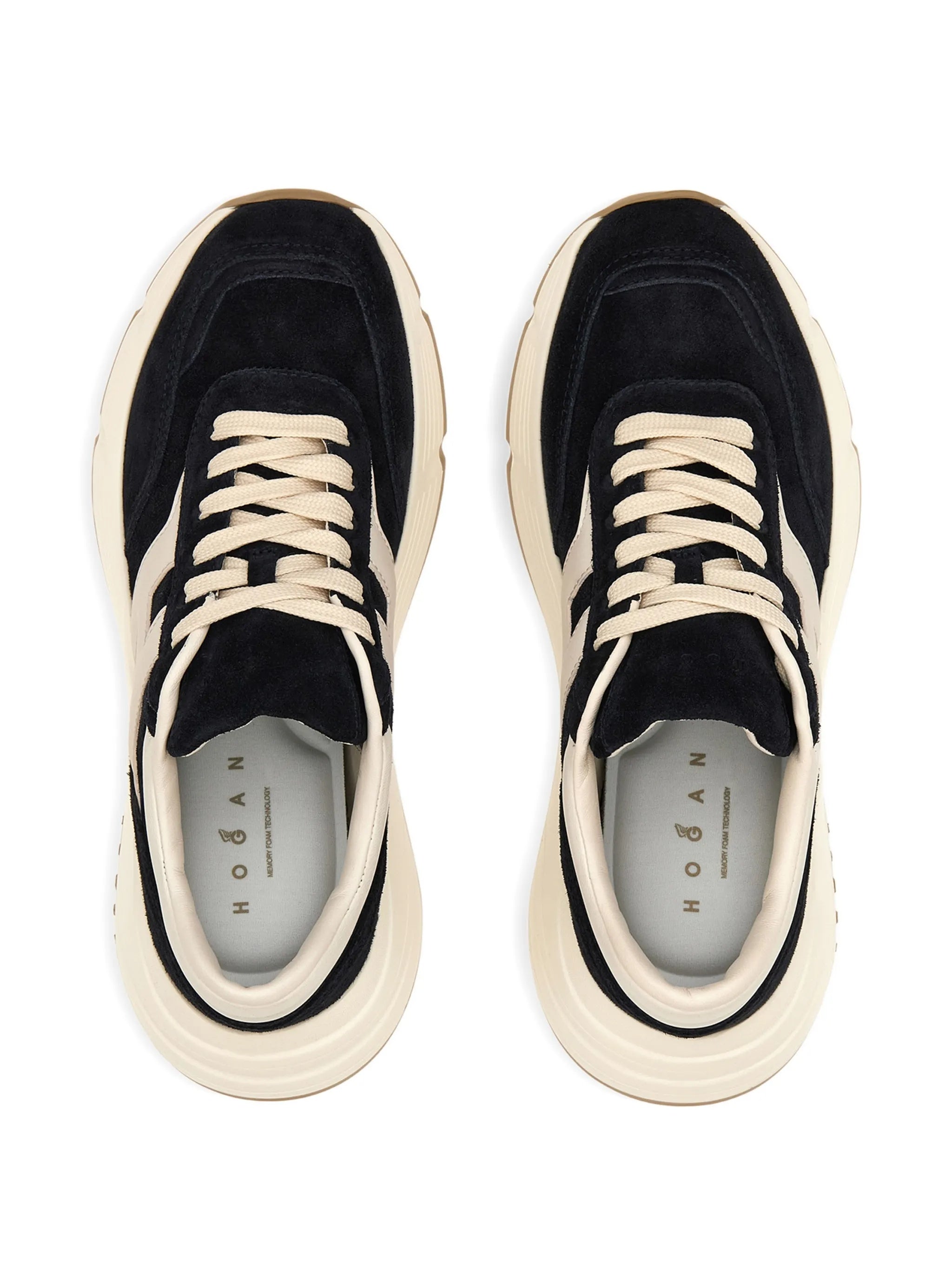 Black Chunky Sole Suede Leather Sneakers