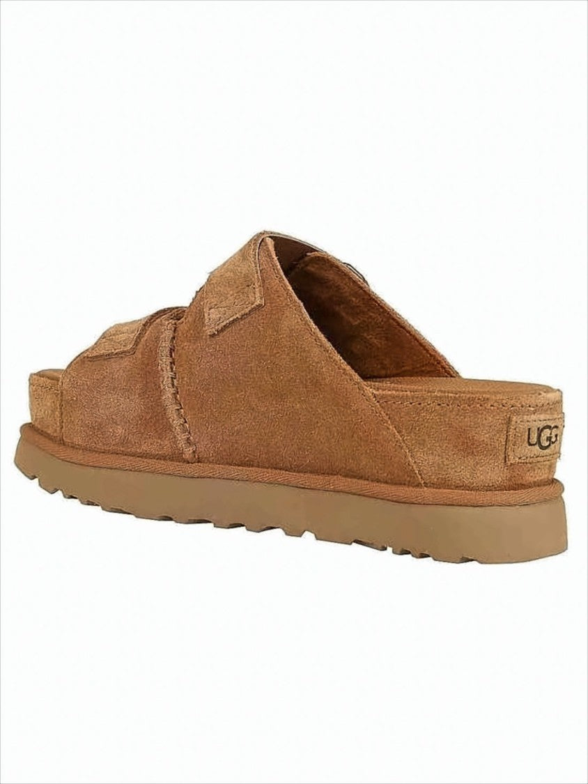 Suede Slip-On Mules with Adjustable Straps