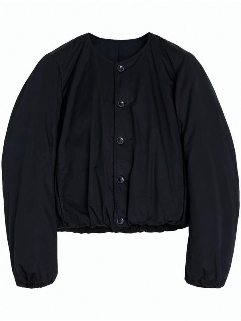 Cropped Boxy Jacket with Button-Down Front