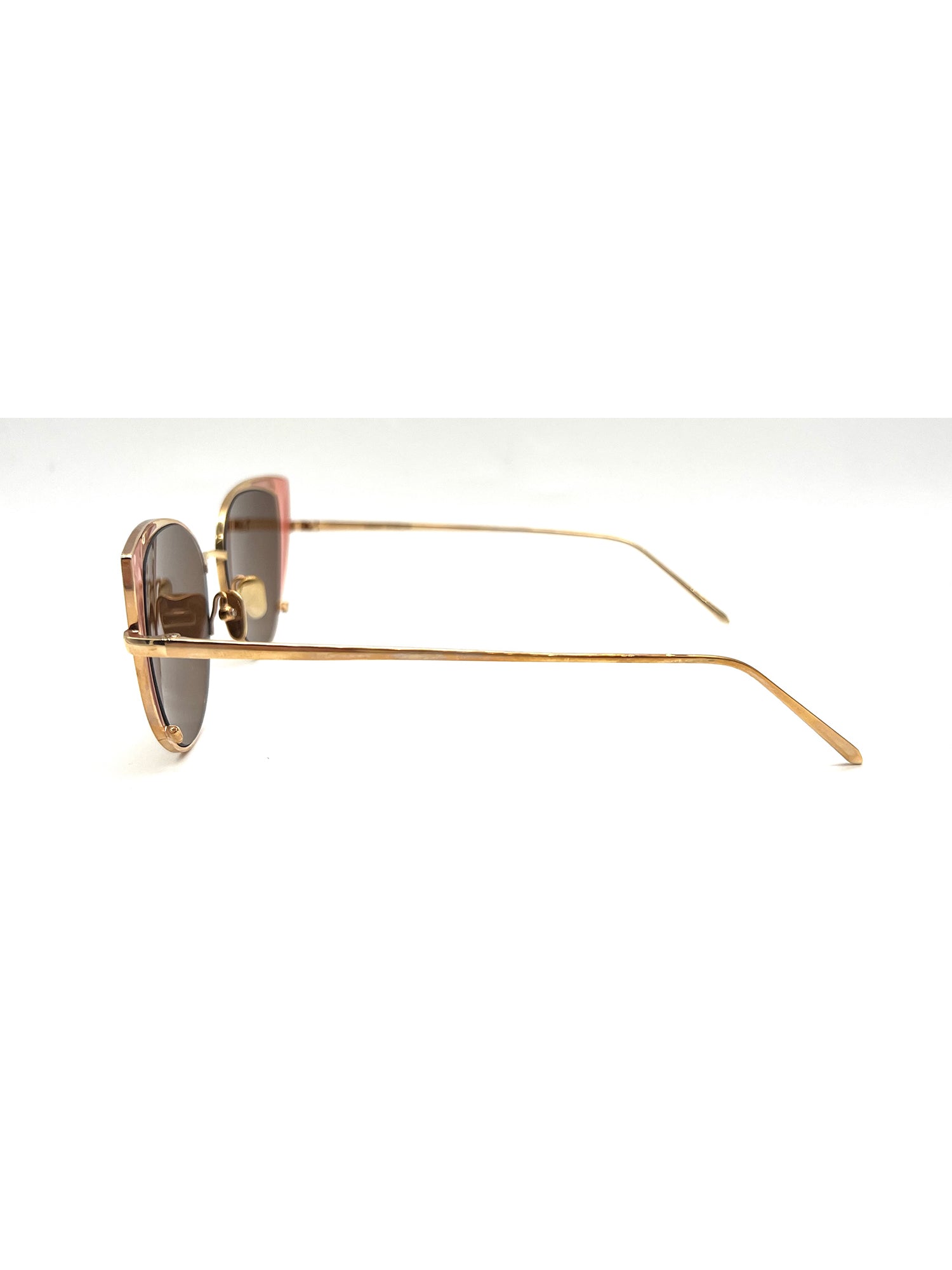 Cat-Eye Metallic Sunglasses with Unique Pink Accents