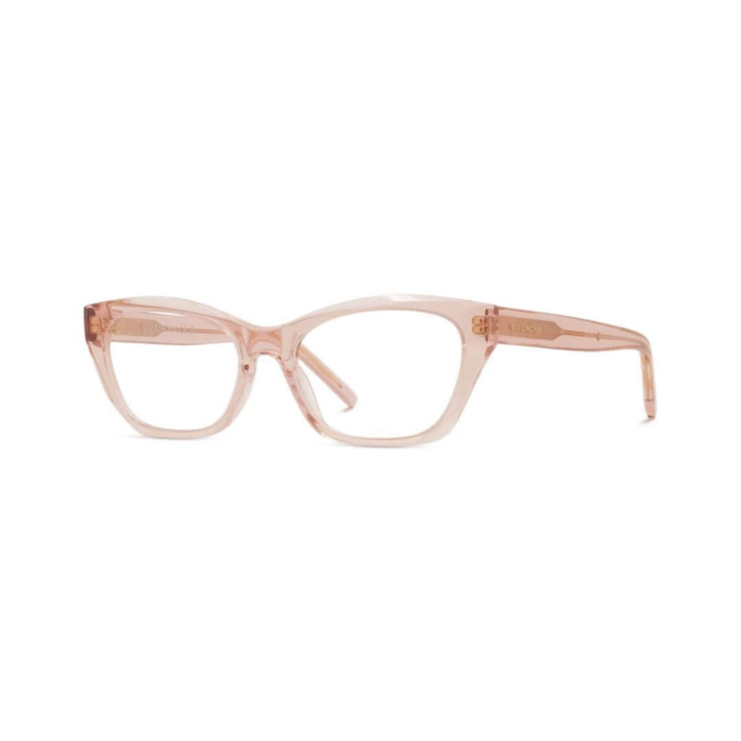 Gv50080i Translucent Soft Pink Cat-Eye Eyewear with Structured Temples