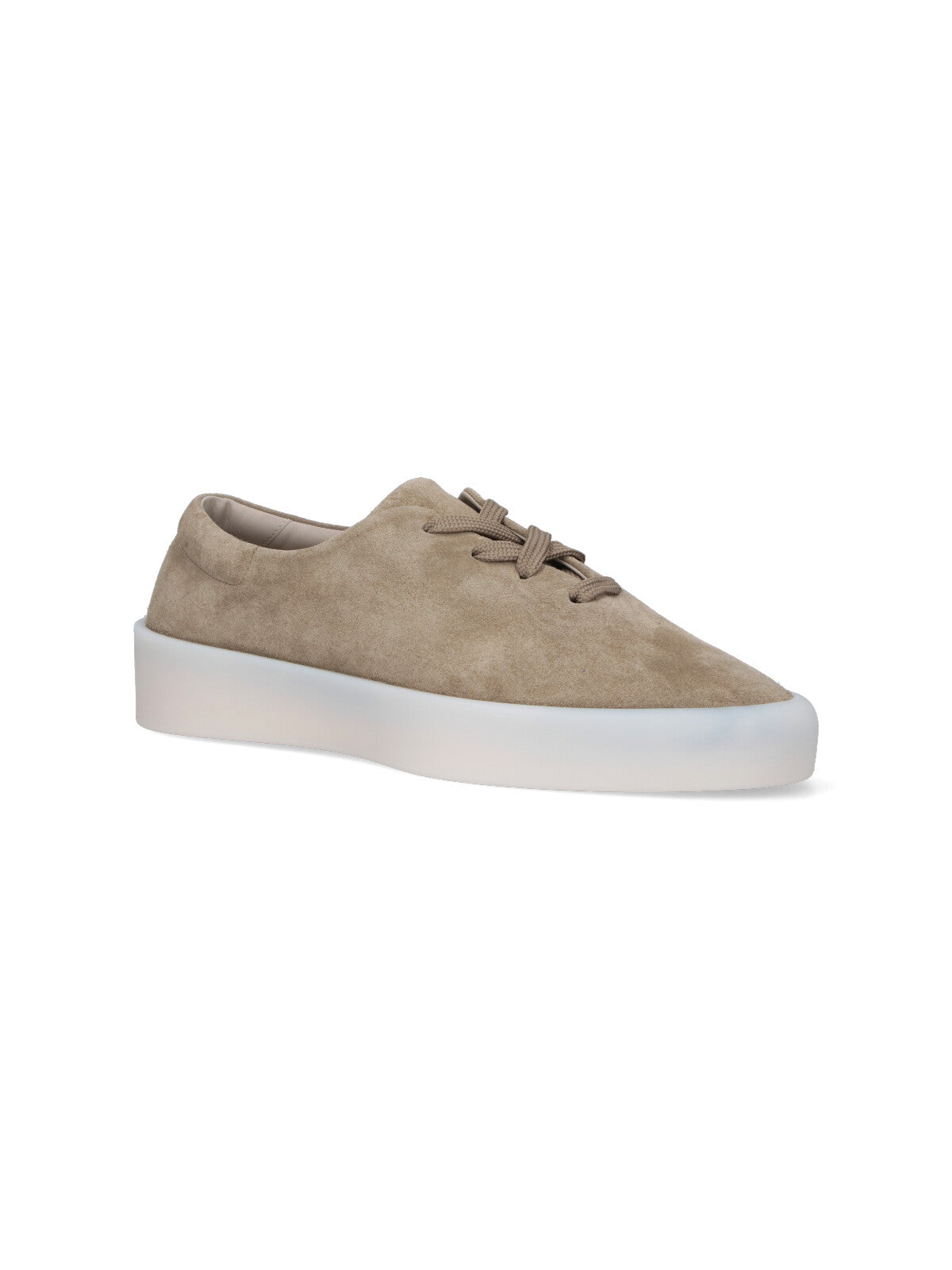 Gray Suede Low-Top Sneakers With Rounded Toe