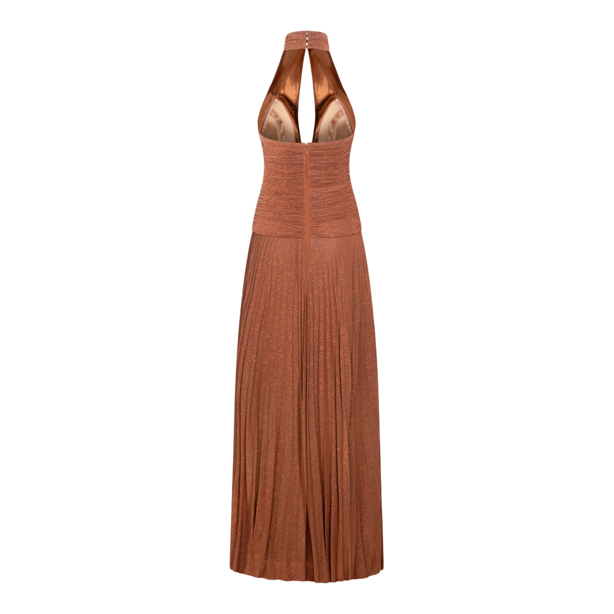 Structured Leather Dress In Rich Brown Finish