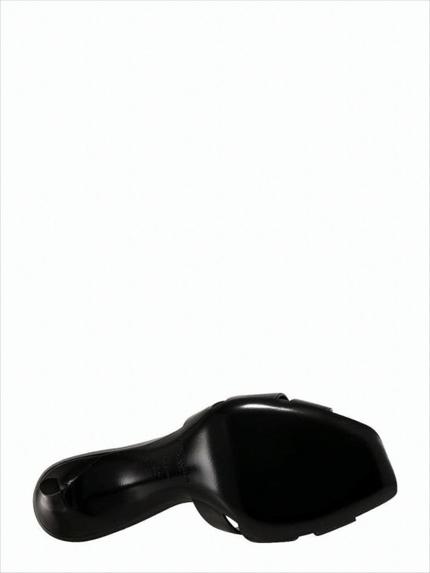 Mid-Height Stiletto Mule Sandals with Intertwined Leather Straps