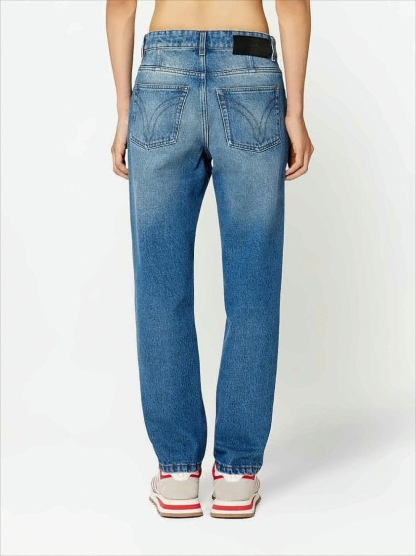 Classic Straight-Leg Denim Pants with Subtle Fading