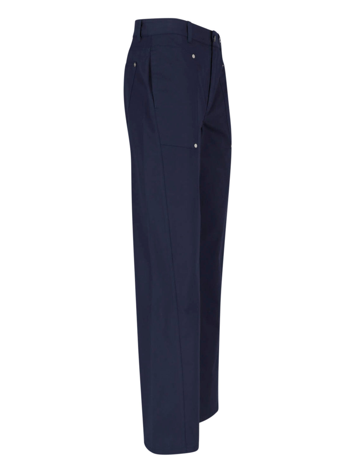 Blue Cropped Wide-Leg Rivet Trousers
