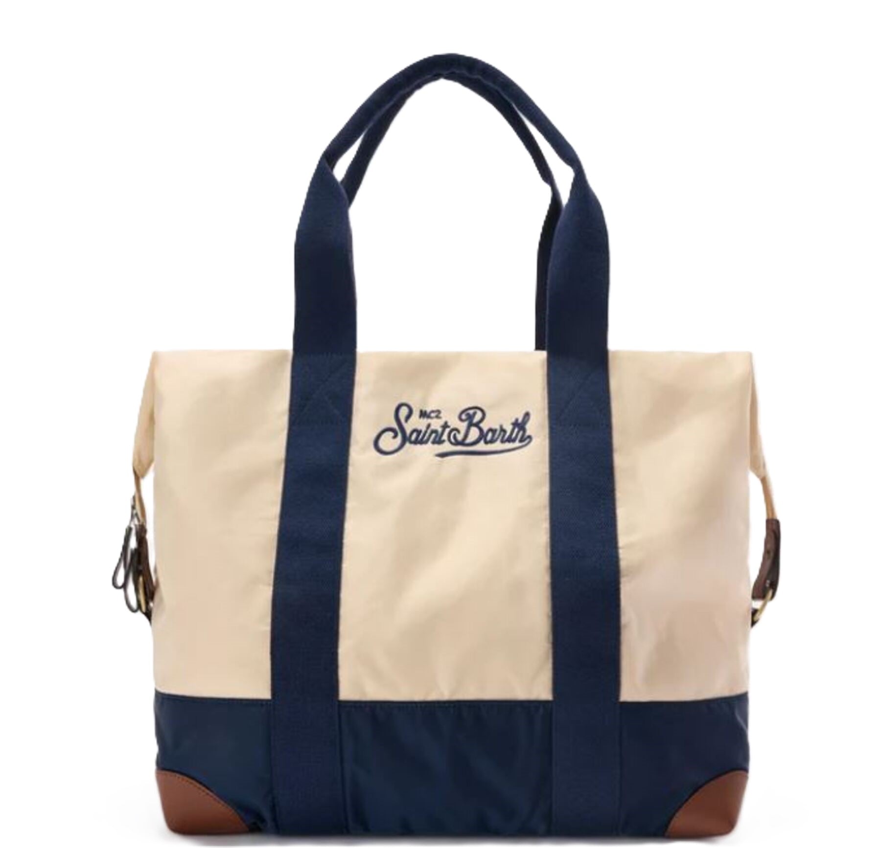 Two-Tone Tote Bag with Zip Closure