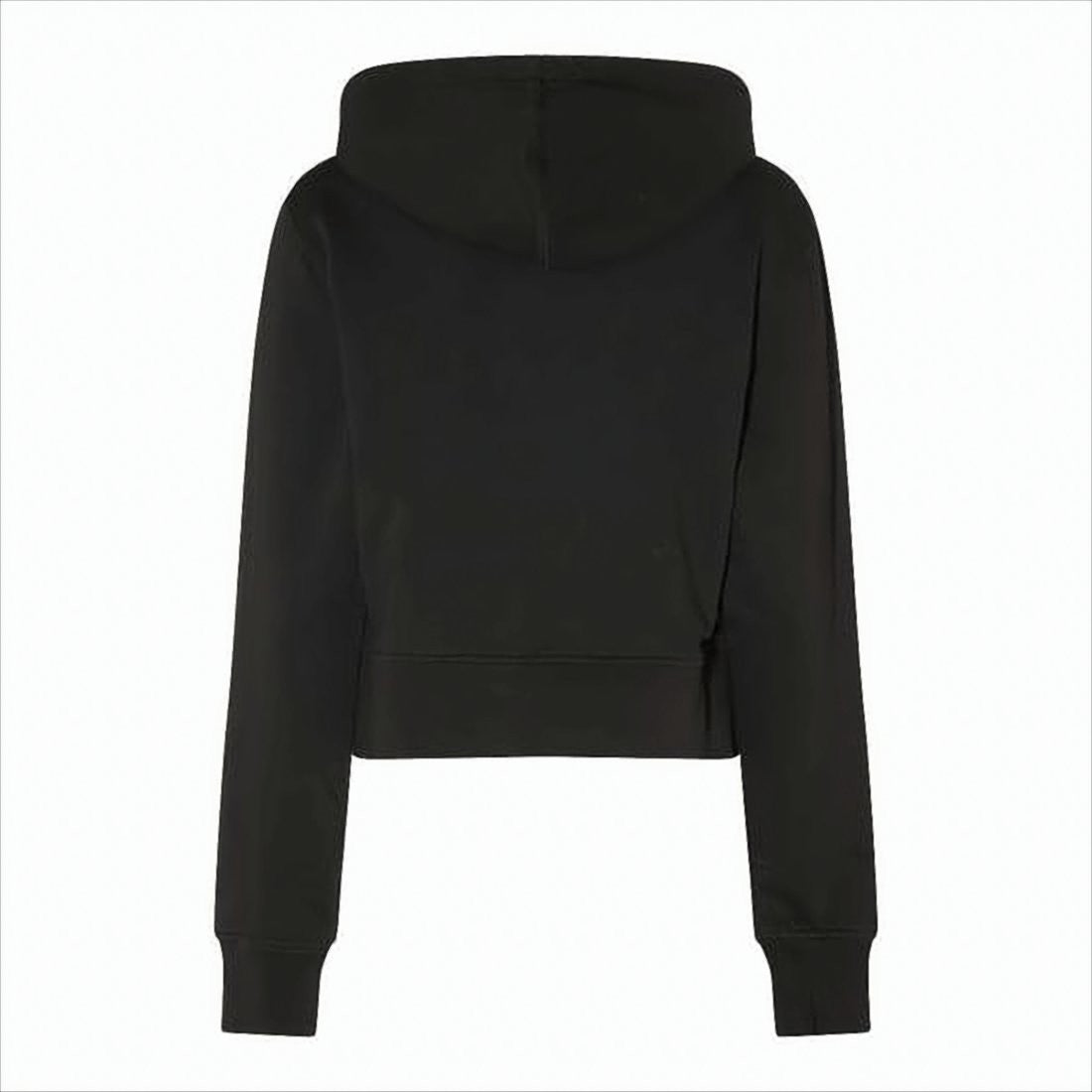 Cropped Black Pullover Hoodie with Front Kangaroo Pocket