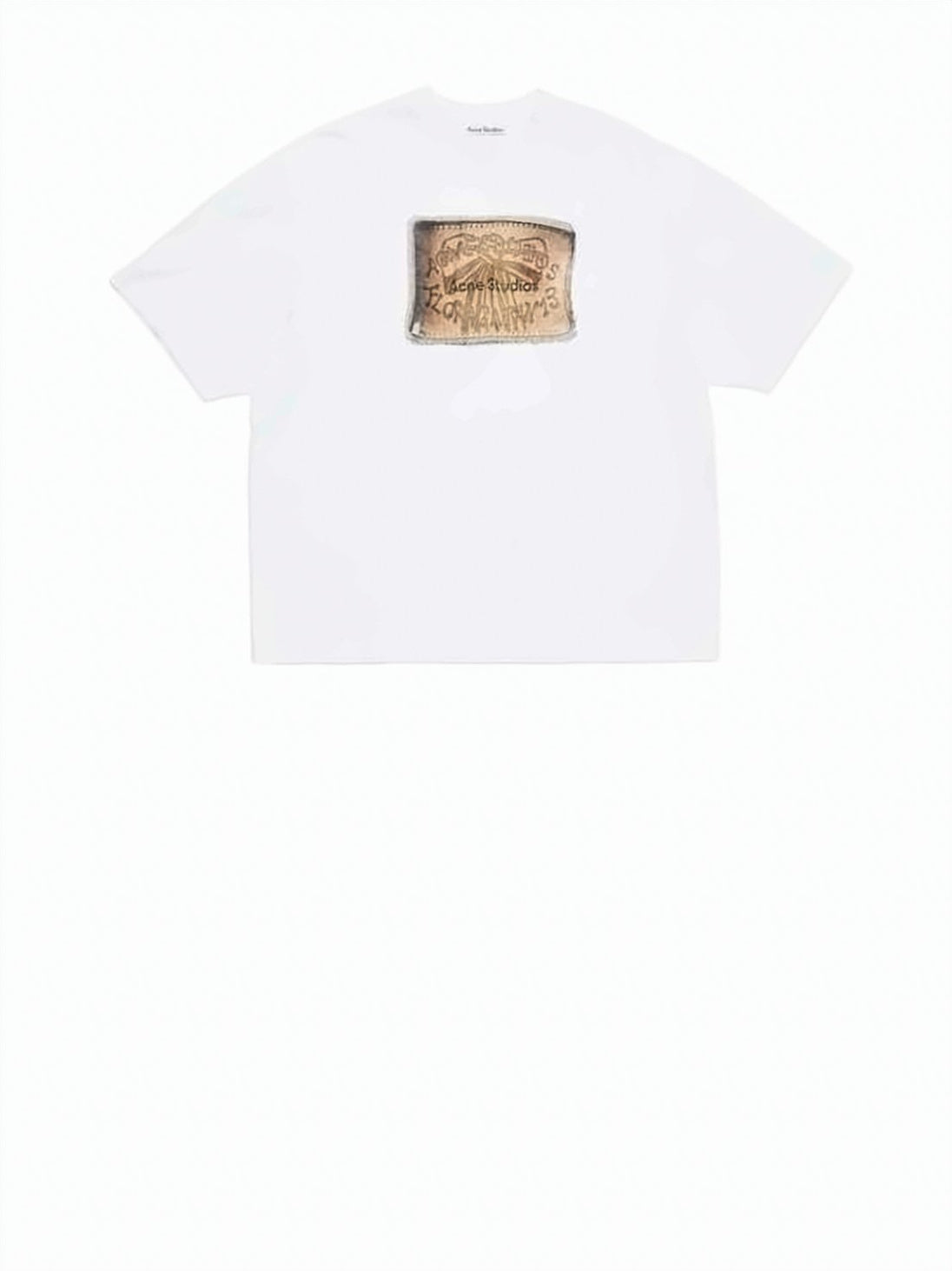 Rectangular Graphic Patch T-Shirt with Classic Crew Neckline