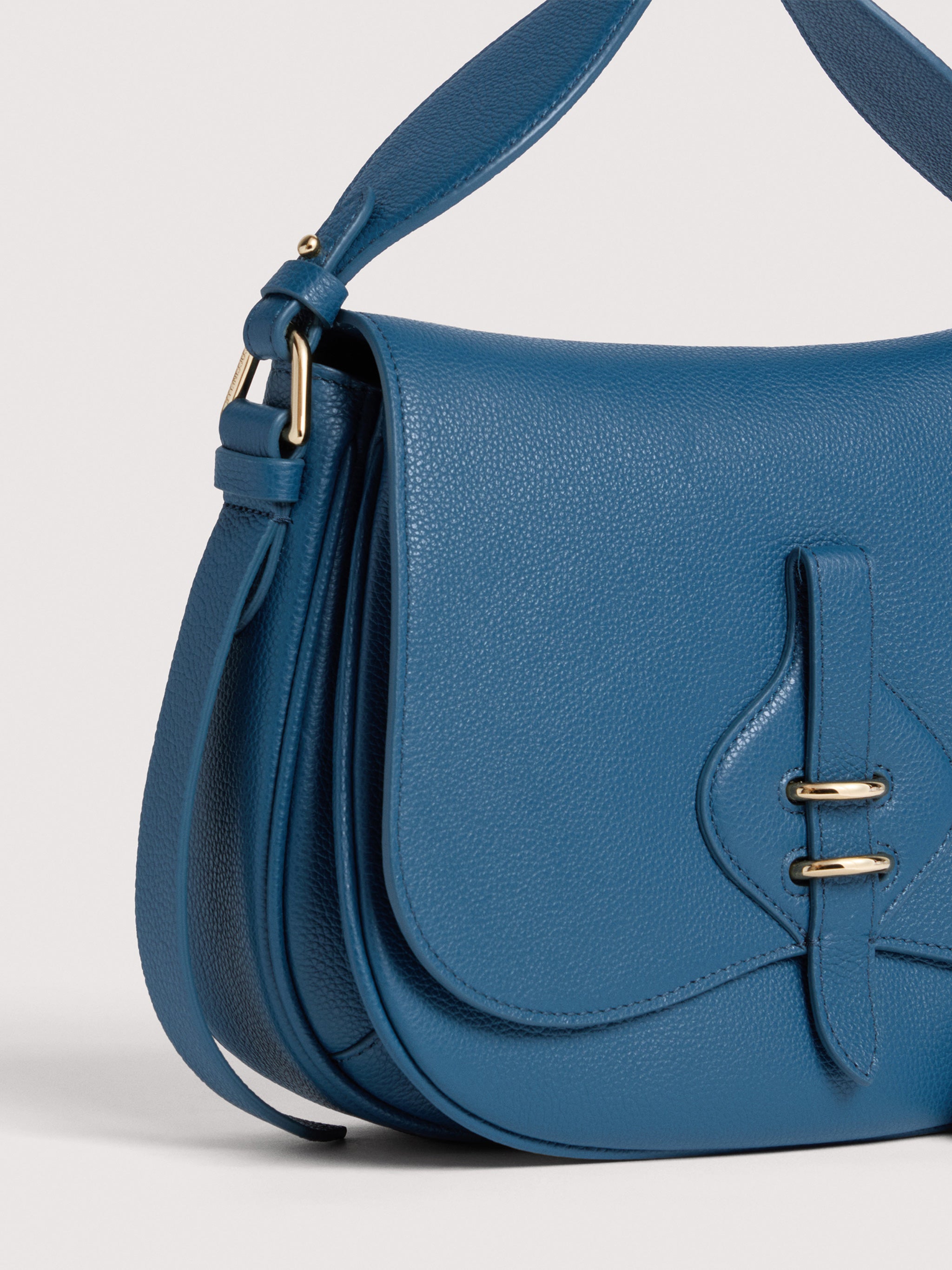 Mavery Structured Blue Leather Handbag