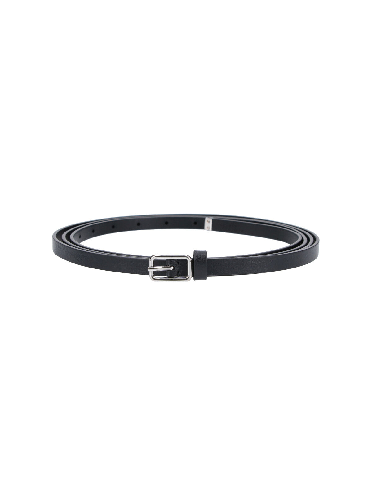 Black Slim Leather Silver Buckle Belt