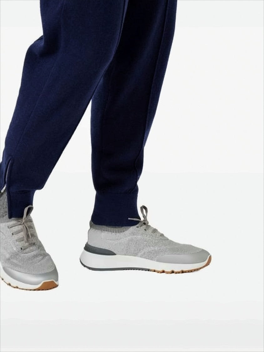 Knitted Low-Profile Sneakers With Tonal Laces And Cushioned Midsole