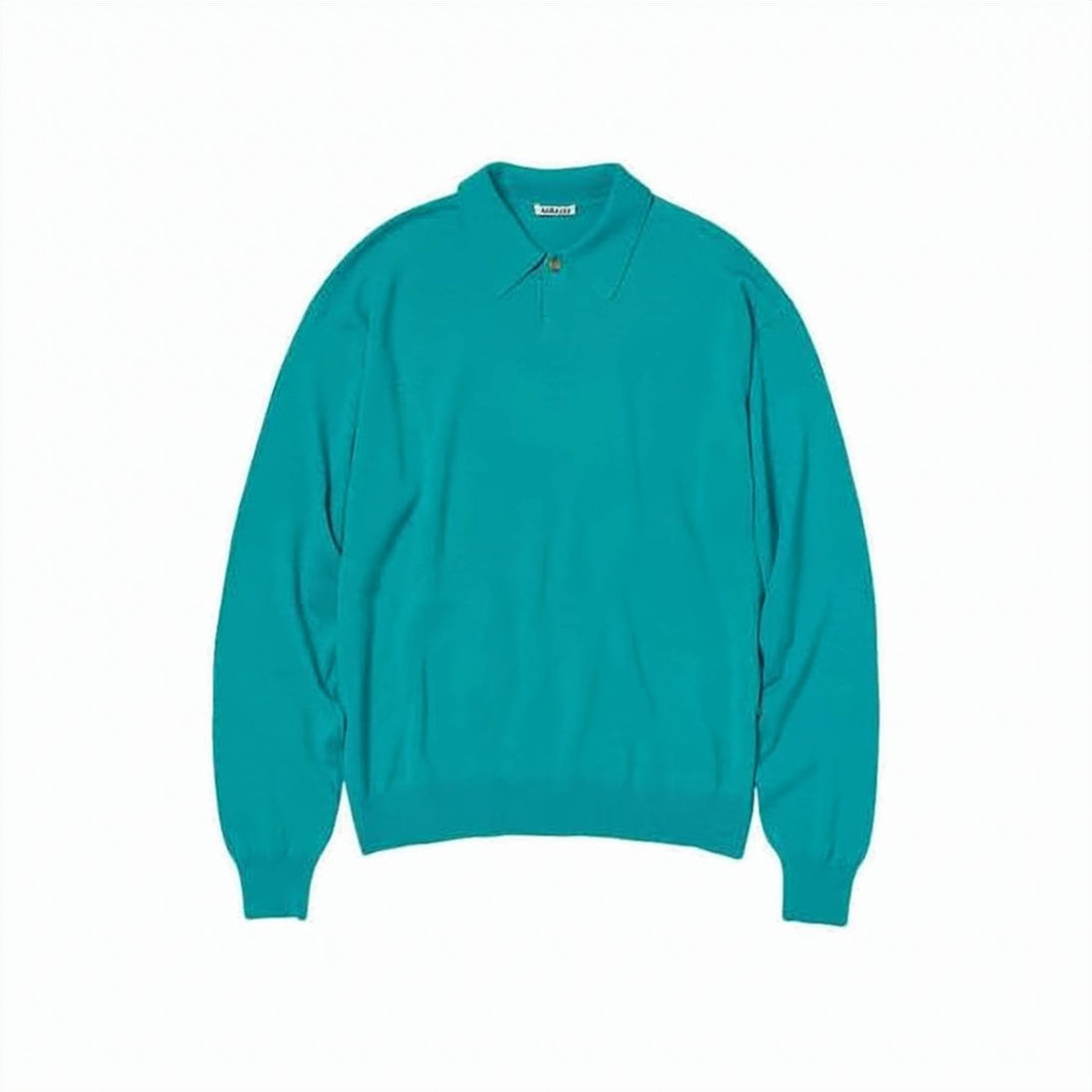 Teal Knit Sweater with Classic Collar