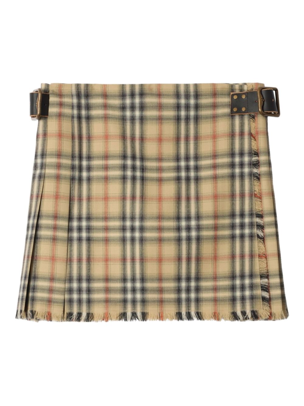 Wool Mini Skirt-Style Shorts With Tartan Pattern