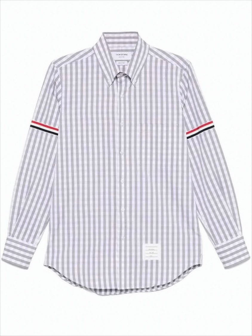 Gingham Check Long-Sleeve Shirt with Signature Stripes