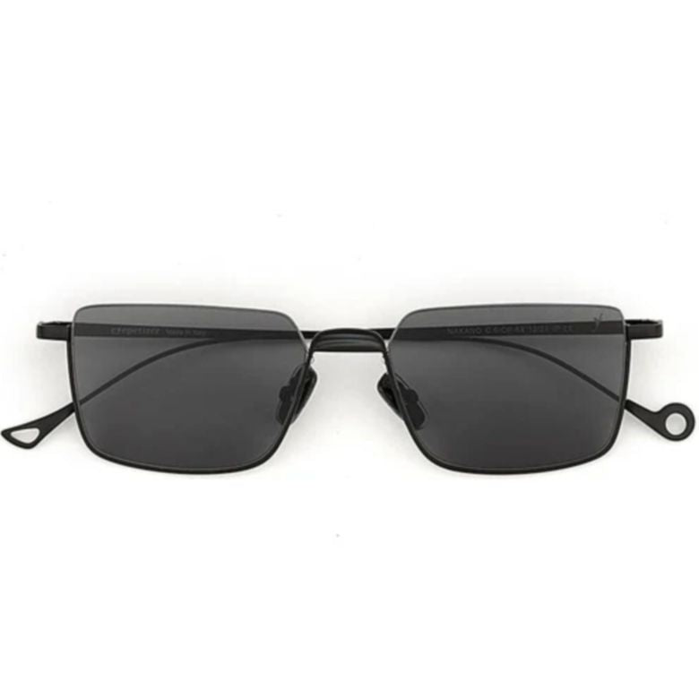 Nakano C.6-63 Rectangular Black Sunglasses with Slim Metal Frames