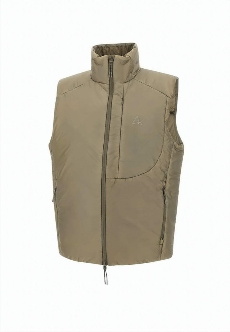 High-Collar Sleeveless Vest With Minimalist Logo