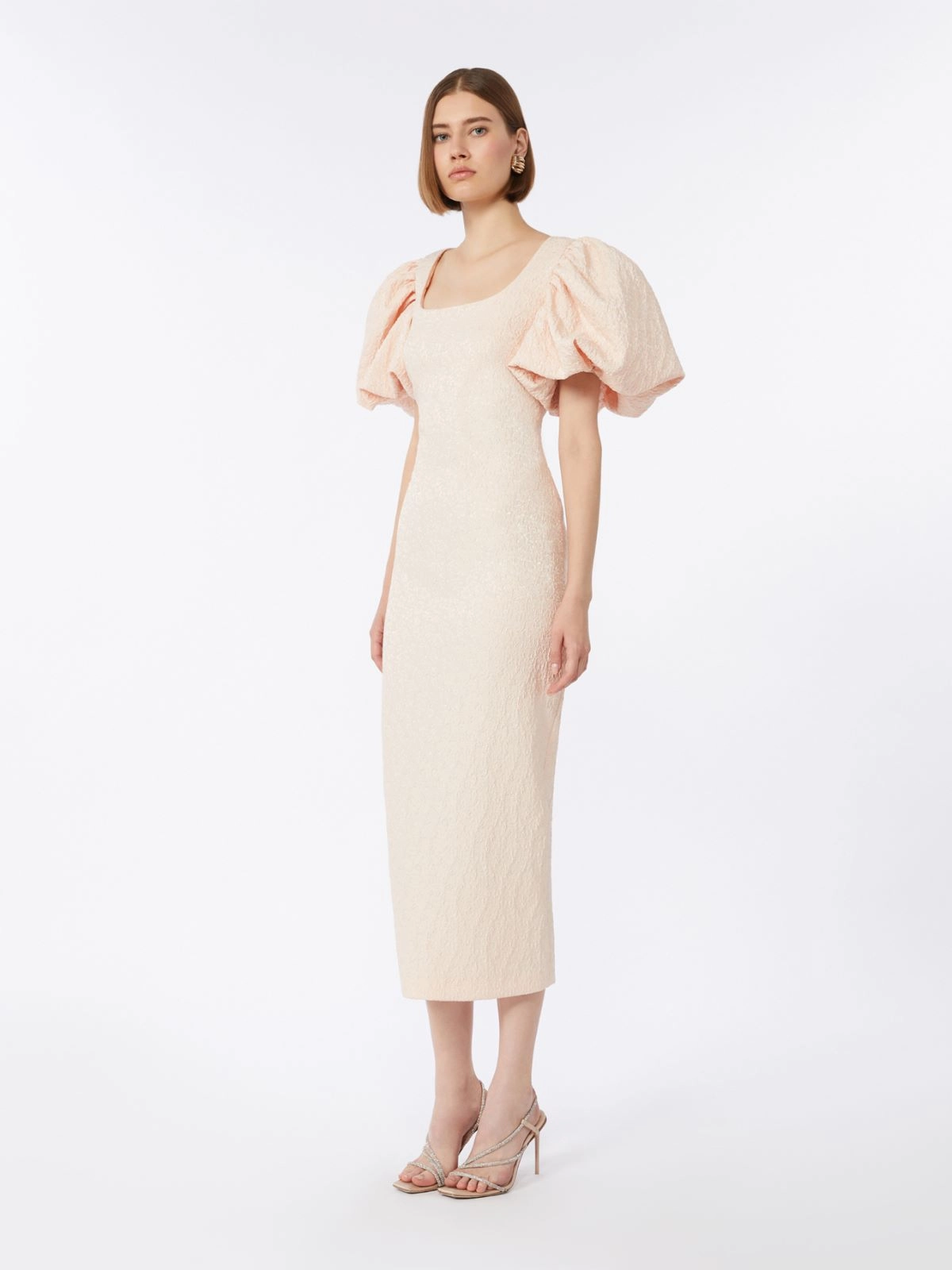 Fitted Midi Dress with Textured Fabric
