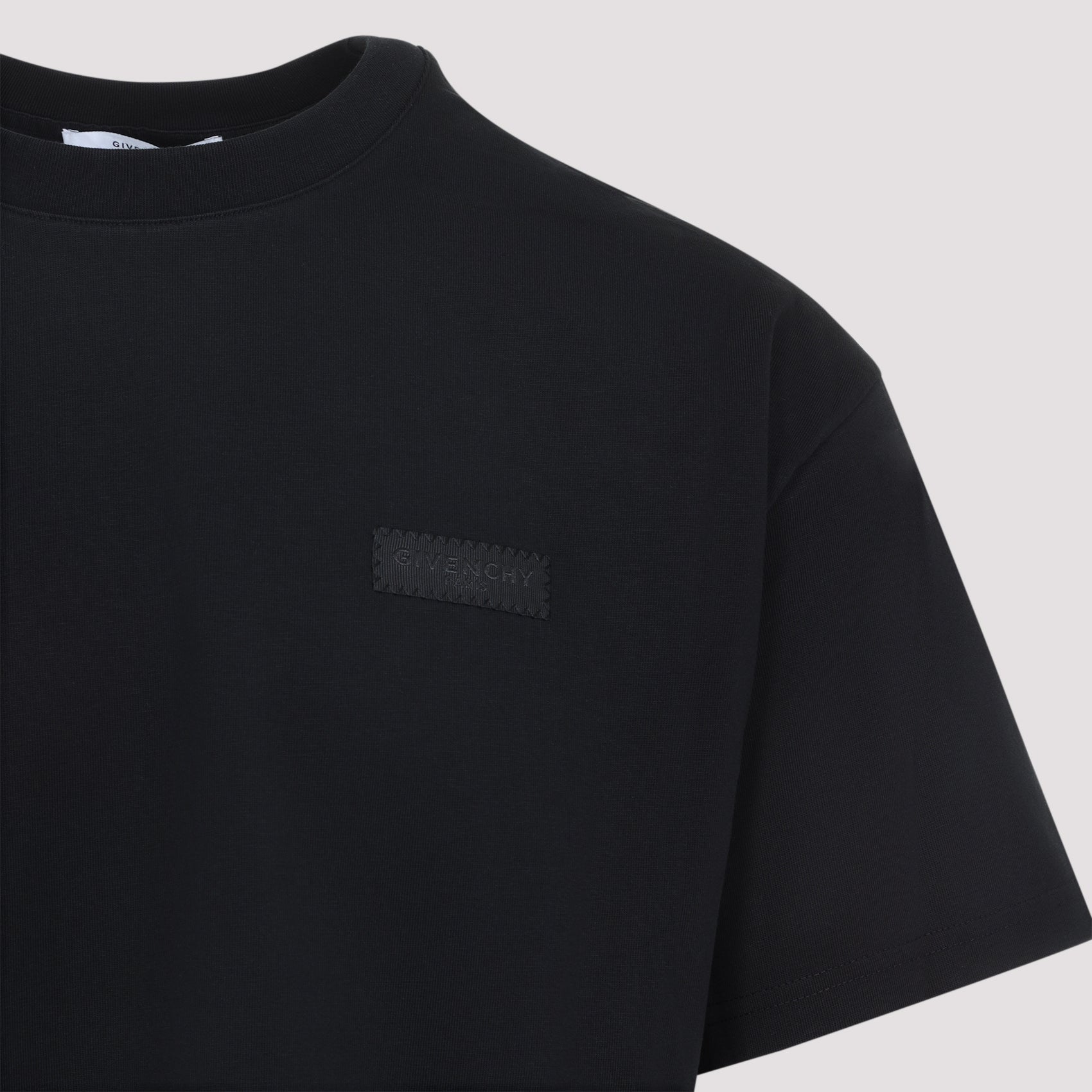 Classic Black Cotton T-Shirt With Subtle Patch Detail