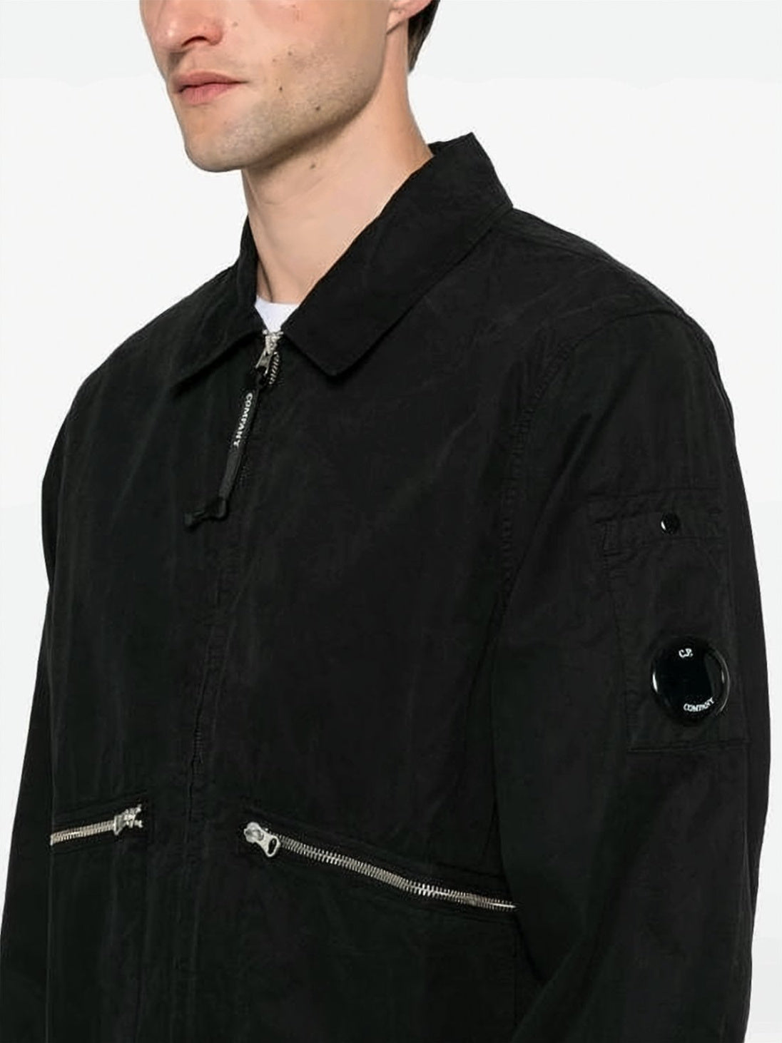 Black Minimalist Lens Detail Cotton Jacket