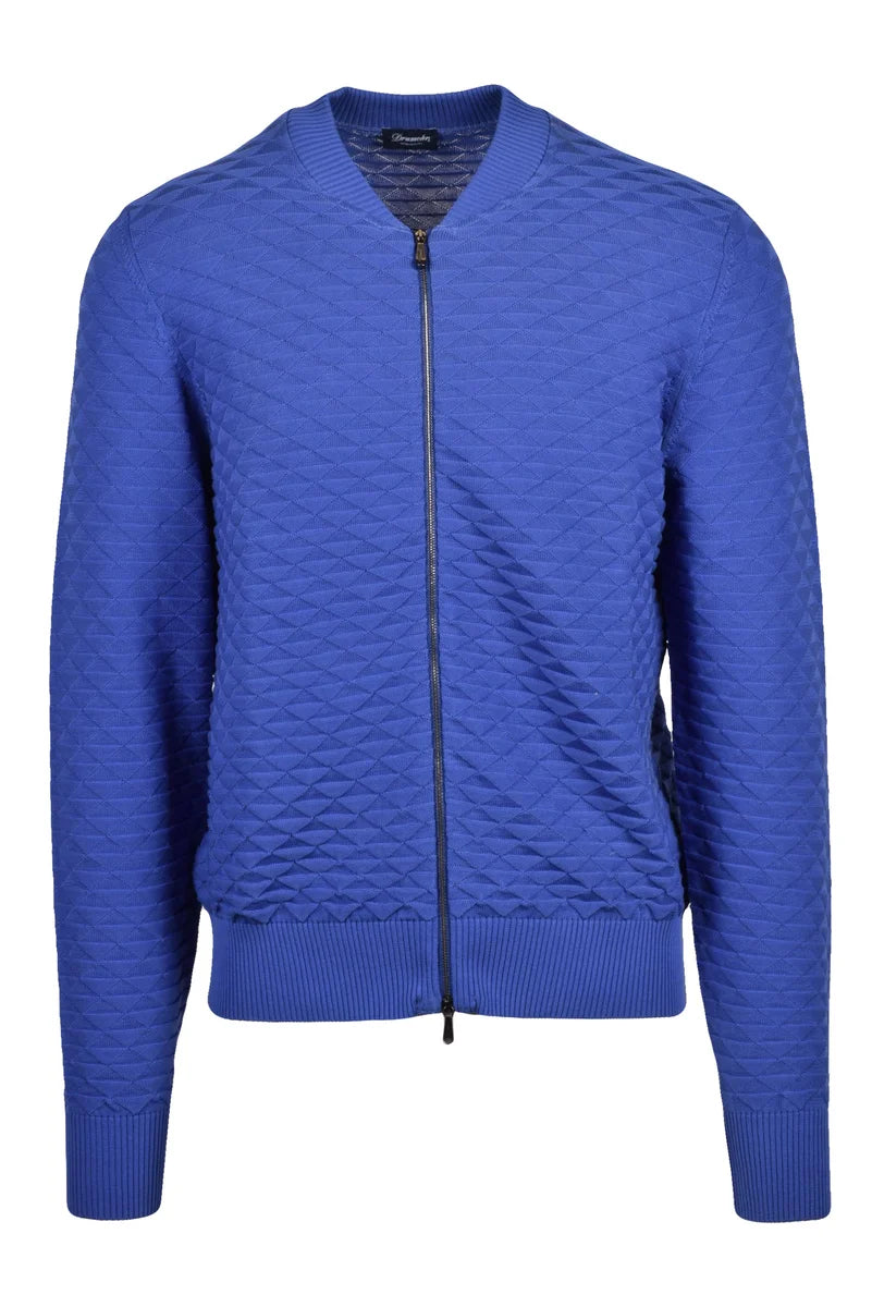 Cotton Zip Cardigan - Blue