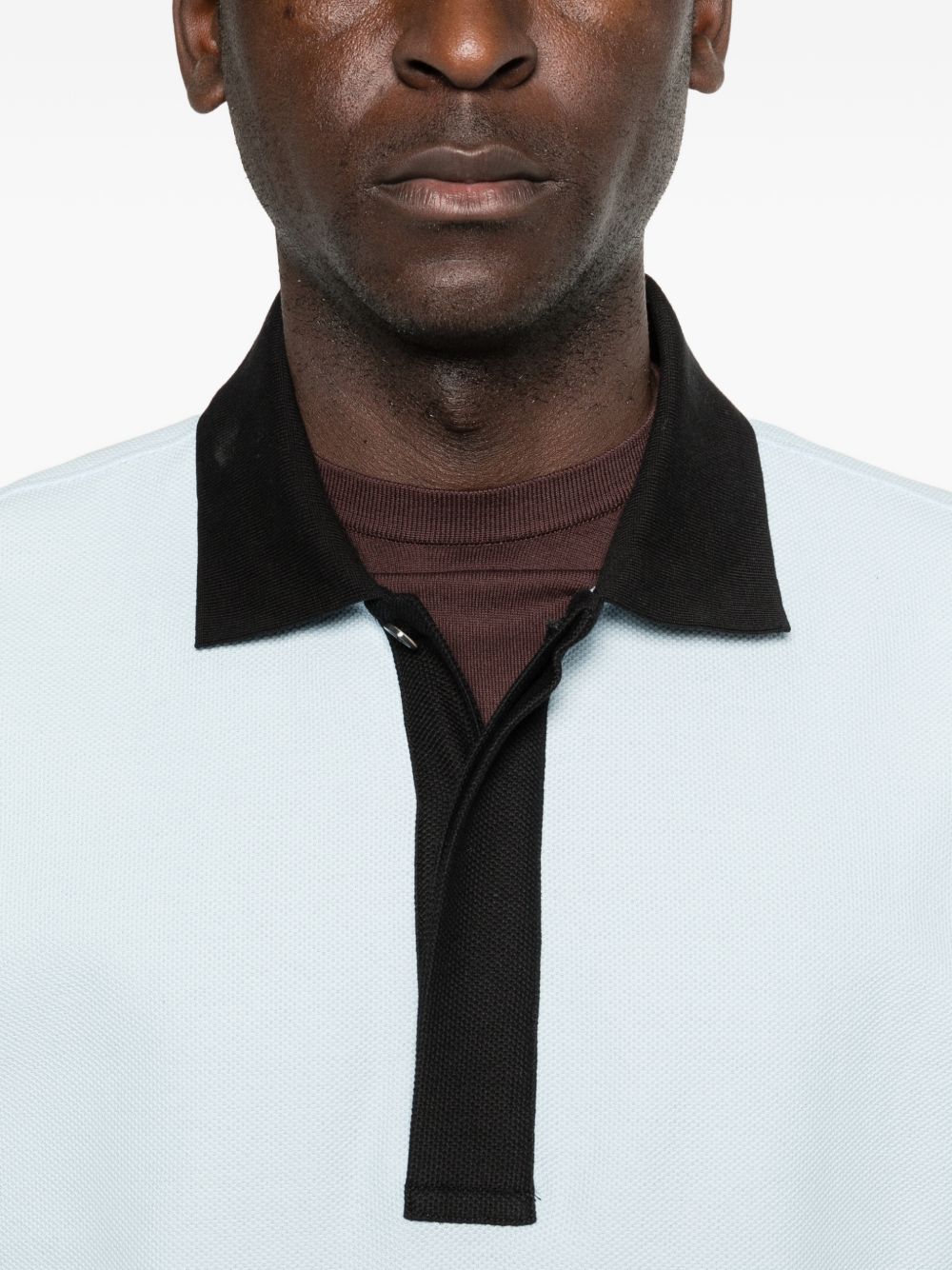 White Contrast Collar Short Sleeve Polo