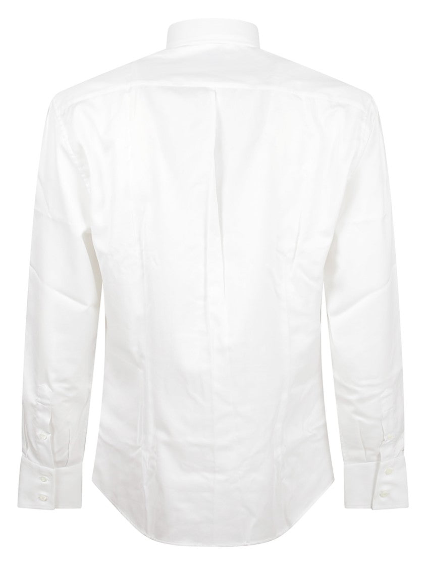 White Cotton Casual Shirt With Italian Collar