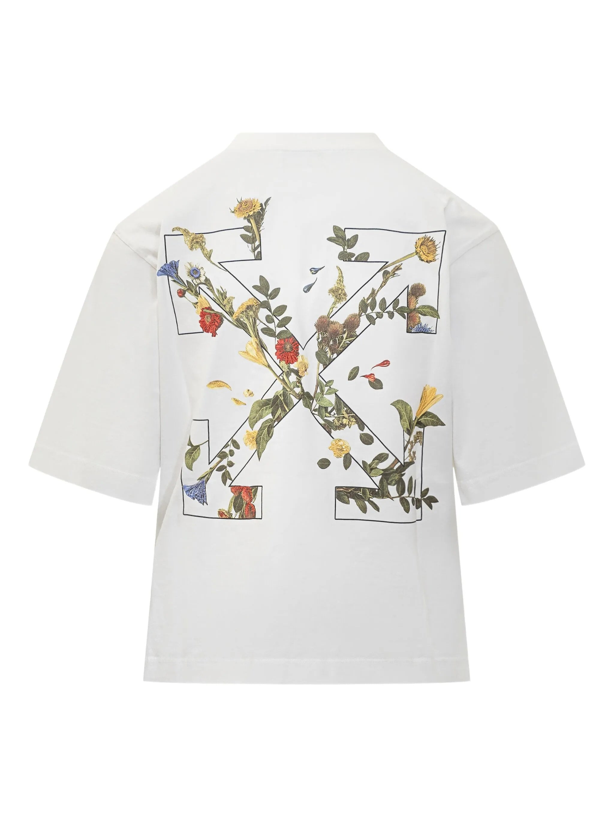 Cropped Floral Arrow Graphic Cotton T-Shirt