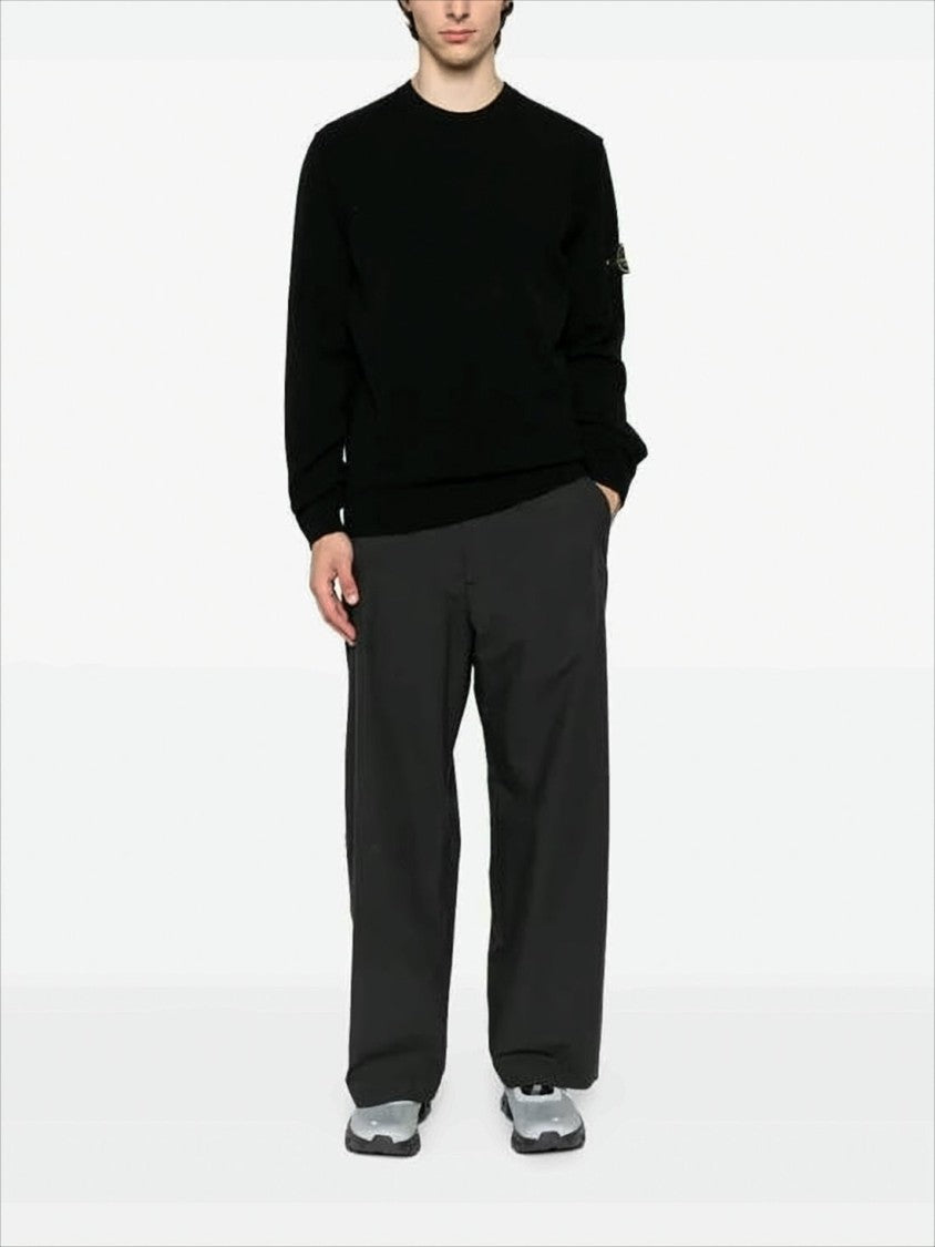 Crew Neck Black Wool Blend Sweater