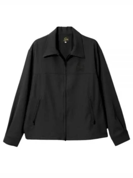 Minimalist Black Zip Jacket With Classic Collar And Logo Detail