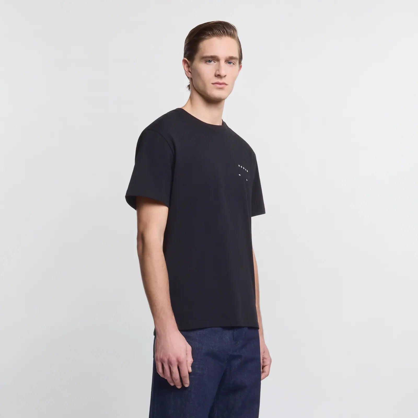 Minimalist Black T-Shirt With Calfskin Blend