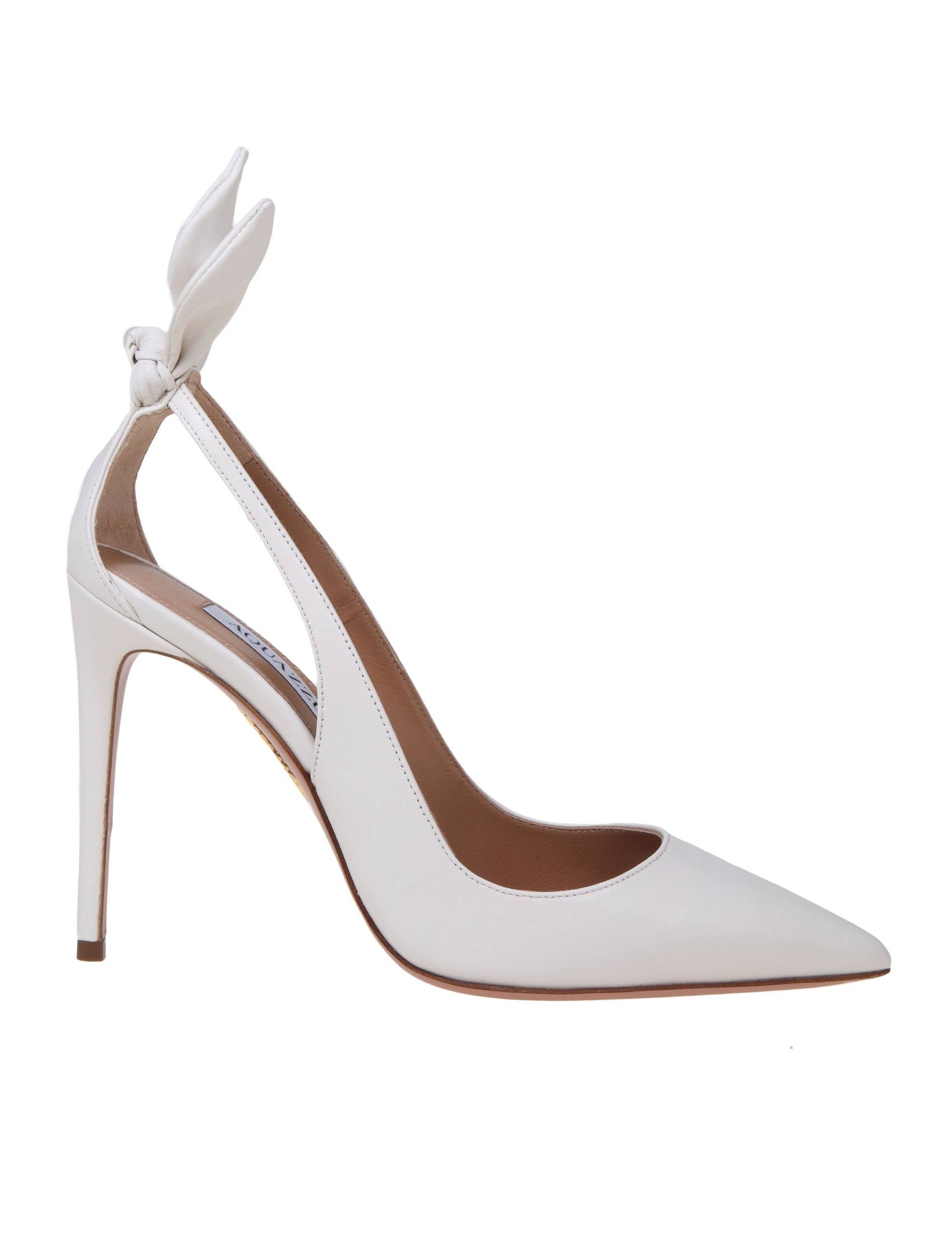 Bow Tie Decollete In White Nappa
