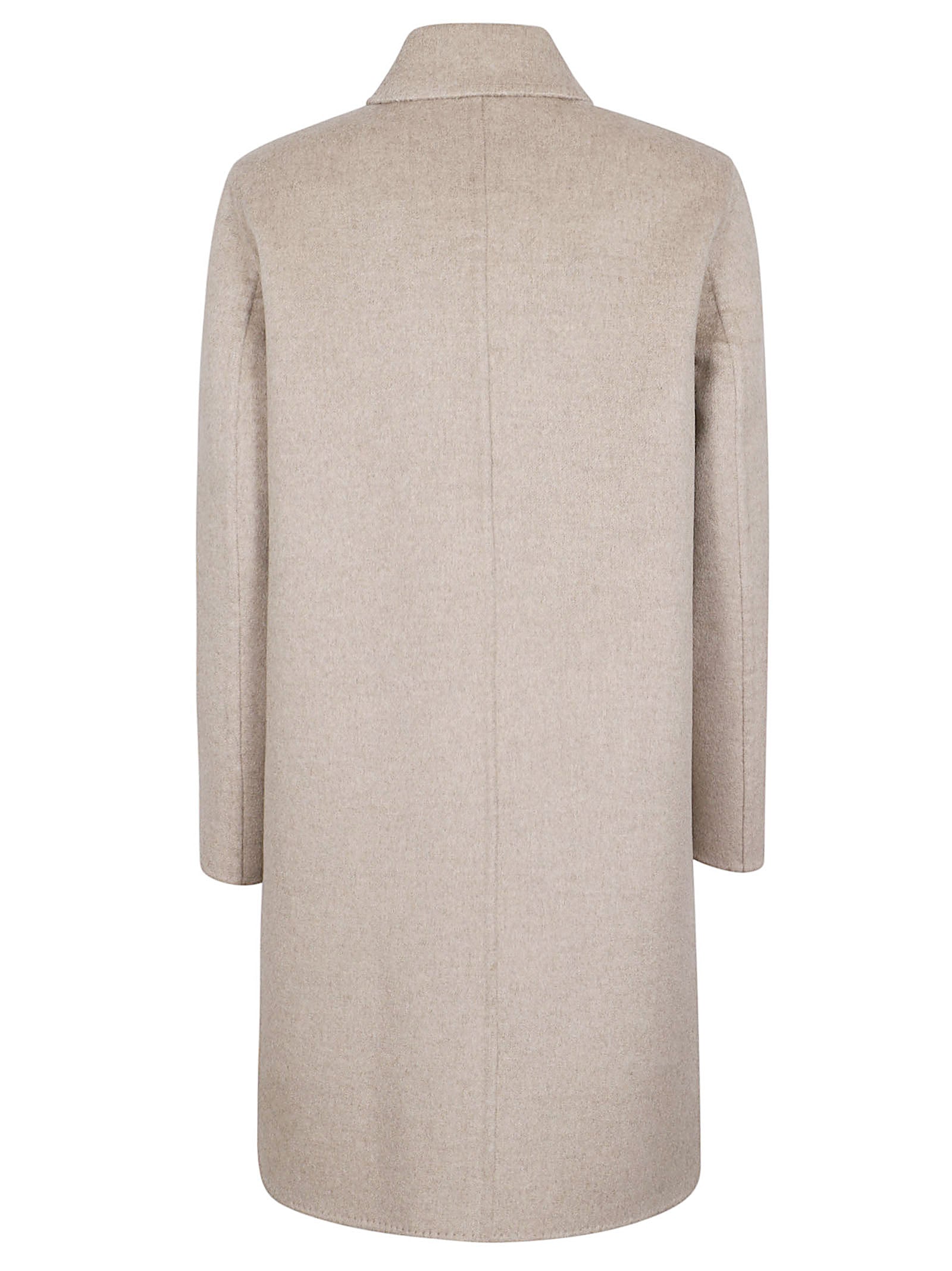 Straight Silhouette Cashmere Coat with Front Zipper Closure