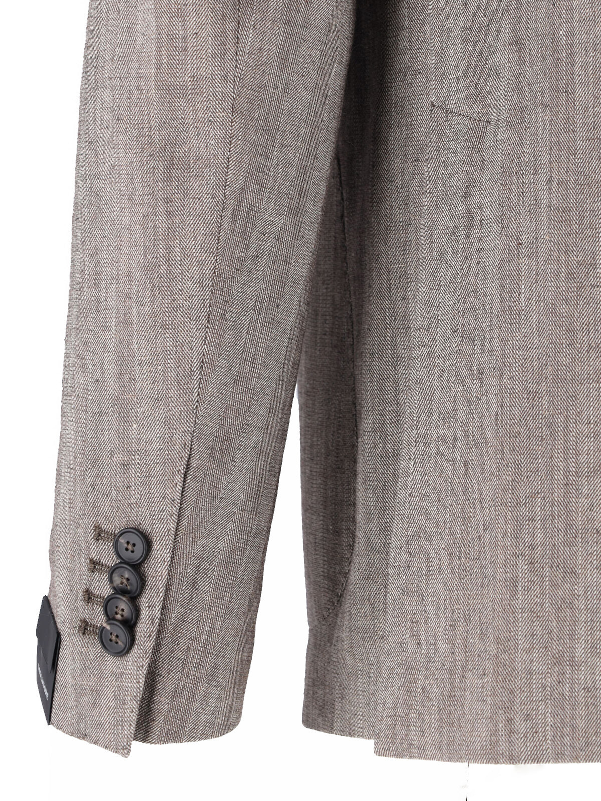 Grey Herringbone Notch Lapel Tailored Jacket