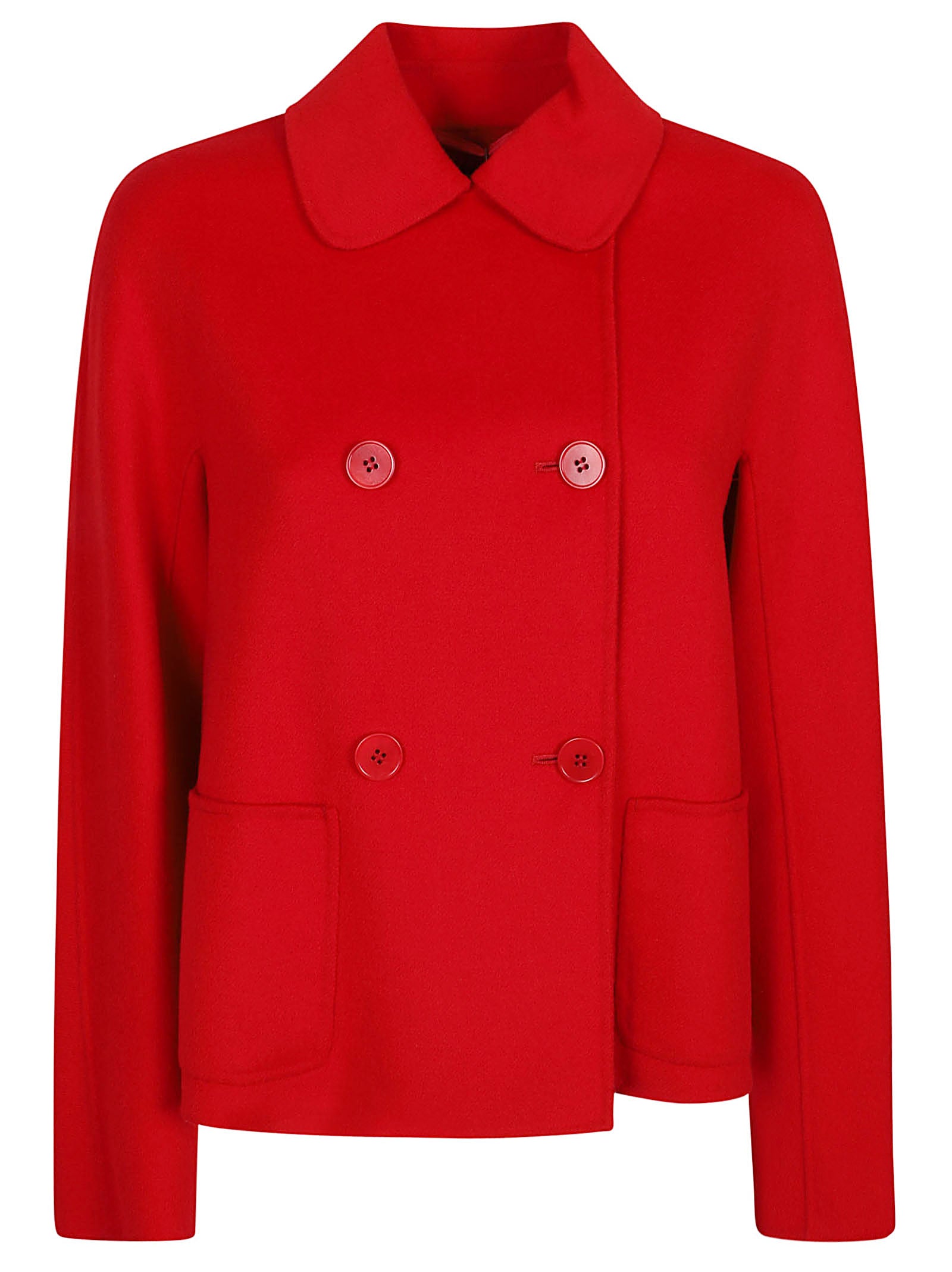 Double-Breasted Red Jacket with Structured Silhouette