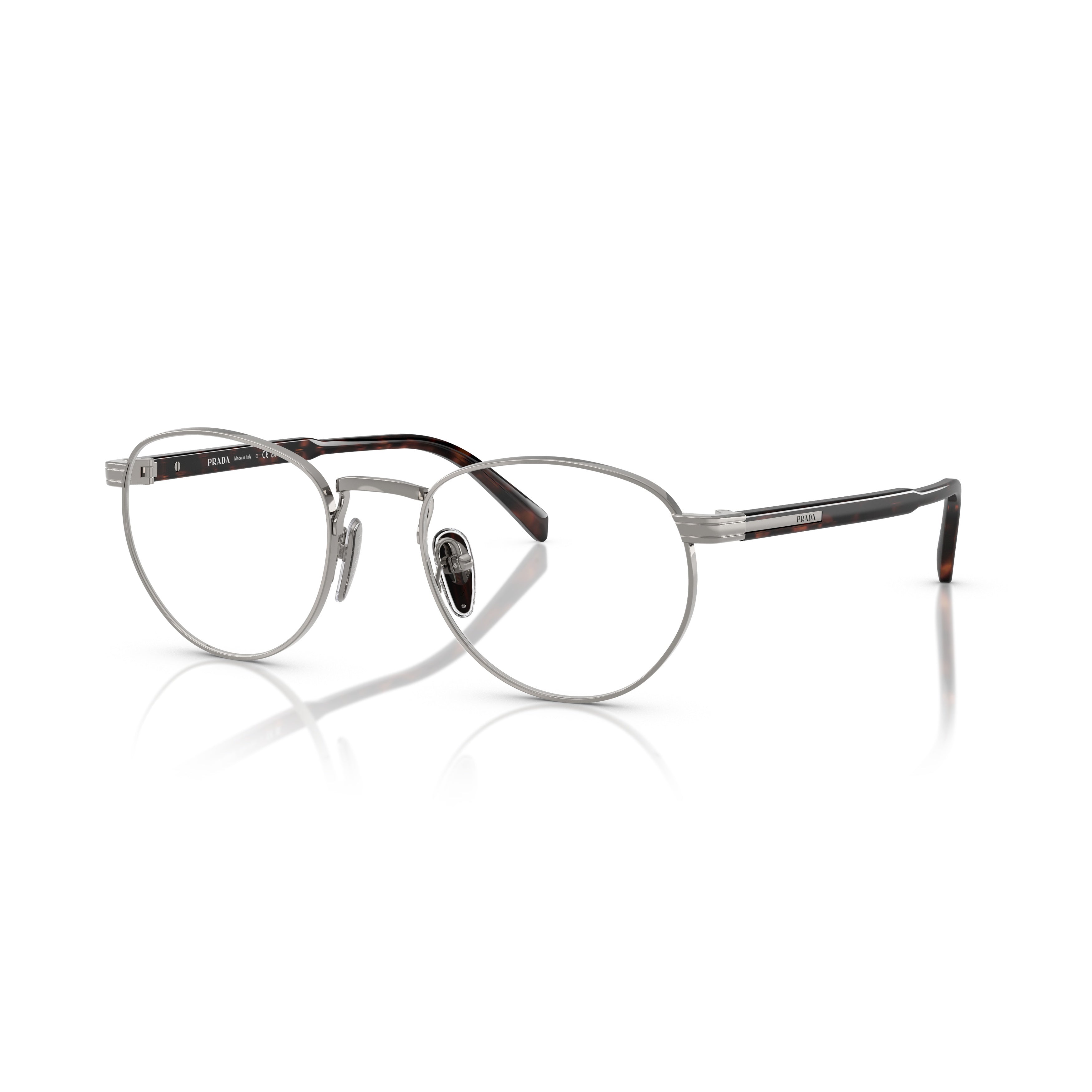 0pr B52v Rounded Lens Silver Frame Eyeglasses